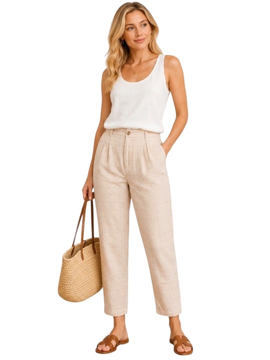Madewell Pants - NWT Madewell Linen Windowpane Plaid Trousers Preppy Work Casual Travel Summer 6